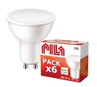 PILA Pack de 6 ampoules GU10 LED à haut flux, 7 W (= 80 W), lumière blanche chaude (2700 K), 720 lumens, angle d'éclairage de 120°, non réglable, CRI80, durée de vie de 15 000 h