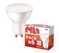 PILA Pack de 6 ampoules GU10 LED à haut flux, 7 W (= 80 W), lumière blanche neutre (4000 K), 720 lumens, angle d'éclairage de 120°, non réglable, CRI80, durée de vie de 15 000 h