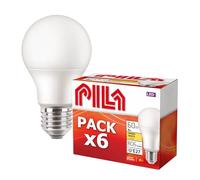 PILA Pack de 6 ampoules LED E27, 8 W (= 60 W), lumière blanche chaude (2700 K), 806 lumens, non dimmables, CRI80, durée de vie de 15 000 h