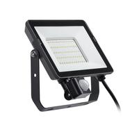PILA Projecteur LED d'extérieur, détecteur de mouvement intégré, 50W, non dimmable, lumière blanche neutre (4000K), 4750 lumens, optique symétrique en verre trempé, durée de vie 35 000 h, câble 60 cm