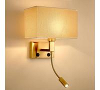 Pilanp Appliques murales dorées Appliques en tissu modernes Éclairage mural Lampe murale d'intérieur avec interrupteur Luminaires muraux de chevet pour chambre à coucher Salon Couloir Salle d'étude