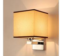Pilanp Appliques murales en tissu rustique en métal chromé avec abat-jour en tissu de lin, lampes murales pour couloir, chambre à coucher, salon, salle de bain, escalier