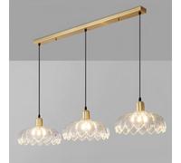 Pilanp Creative E27 Lustre Éclairage Fleur Verre Clair Pendentif Luminaires Moderne Triple Pendentif Lumières pour Salle À Manger Chambre Bureau Cuisine Île Lustres