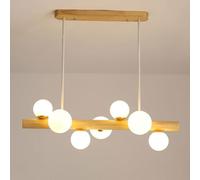 Pilanp Luminaires Suspendus en Bois Simples avec lustres en Verre Globe îlot de Cuisine Lustre linéaire éclairage de Lustre d'intérieur pour Salle à Manger Chambre Restaurant Bureau
