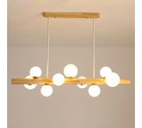 Pilanp Luminaires Suspendus en Bois Simples avec lustres en Verre Globe îlot de Cuisine Lustre linéaire éclairage de Lustre d'intérieur pour Salle à Manger Chambre Restaurant Bureau
