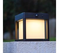 Lumisky Borne lumineuse PILARO BLACK carré détecteur de mouvement LED blanc chaud 15 cm