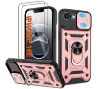 Pilaru Coque iPhone 16e - Housse Militaire Antichoc [2 HD TPU Film + Anneau] - Protection 360° PC Dur & Gel Silicone TPU - Étui pour iPhone 16e - Résistance Chocs, Chutes,Or Rose