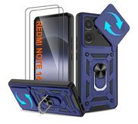 Pilaru Coque Xiaomi Redmi Note 14 4G - Housse Militaire Antichoc [2 HD TPU Film + Anneau] - Protection 360° PC Dur & Gel Silicone TPU - Étui pour redmi Note 14 4g - Résistance Chocs, Chutes,Bleu