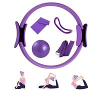 Pilates 5 pièces Ensemble, Anneau Pilates,Cerceau Fitness, poignée Confortable Anneau, Durable antidérapant pour Femmes Maison de Yoga Fitness (Violet)