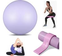 Pilates Ball 25 Cm Core Ball With Elastic Strap,Perfect For Yoga Exercise Physiotherapy Core Training Strength,Balance,Stability