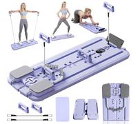 Pilates Board Maison,Pilates Reformer Multifonctionnelle,Planche Pilate Pliable avec Machine à Ski, Push up et Corde de Tension,Roue Abdominale Rebond Automatique, Kit Reformer Pilates