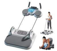 Pilates Board, Planche Pilates Reformer 6-en-1, Équipement De Gym À Domicile Avec Roue Abdominale Automatique, Gainage, Pompes Et Bandes De Résistance, Support Téléphone & Charge Maximale 150kg