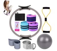 Pilates Essentials Kit for Women, 11-Piece Better Me Pilates Essentials Kit for Women, Booty Bands for Working Out Glutes Yoga Ball 25cm Figure 8 Resistance Band Yoga Bands for Stretching (Gray)