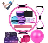 Pilates Essentials Kit for Women, Home Pilates Kit, 3 Set Exercise Resistance Bands-Booty Bands/Figure 8 Resistance/Yoga Bands for Stretching (11pcs-Pink)