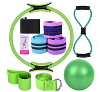 Pilates Essentials Kit for Women, Kits de Yoga pour Femmes à Domicile Pilates Équipement, Kit de Pilates avec Bandes de Résistance Élastique, Anneau Pilates Cercle Pilates pour Femme (Vert)