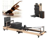 Pilates Reformer en Bois, Appareil Pilates Reformer Pliable 2024, équipement Pilates Pliable pour entraînements à Domicile, lit Pilates à intensité réglable, Appareil Pilates Studio, étirements e