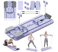 Pilates Reformer, Planche Pilate Pliable, Pilates Board Multifonctionnelle avec Machine à Ski, Roue Abdominale Rebond Automatique, Push up et Corde de Tension, Kit Pilates Maison - Violet