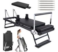 Pilates Reformer Pliable, équipement d'entraînement Pilates Reformer à résistance réglable, équipement de Musculation pour la Maison et la Salle de Sport (Noir)