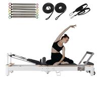 Pilates Reformer Portable et Pliable, équipement de Pilates à Domicile avec Ressorts et Cordes à Double résistance, Planche de Saut (Noir 217 x 68 x 65 cm)