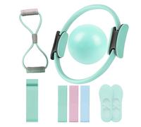 Pilates Ring Set, 14" Magic Circle, Long & Loop Resistance Bands, Soft Pilates Ball, Grip Socks,Puller, Home Workout Equipment for Women & Beginners to Tone, Flexibility & Core Strength (green)