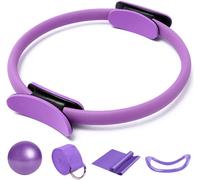 Pilates Ring Set,5pcs Pilates Ring Set,With Pilates Circle,Pilates Ball,Yoga Ring,Resistance Bands,For Toning Thighs,Legs,Etc. Purple