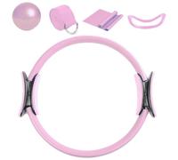 Pilates Ring Set | Kit de Pilate avec cercle magique | 3 sangles de résistance, mini boule, affiches d'entraînement, sac portable | Exercices centraux, remise en forme, entraînement de f