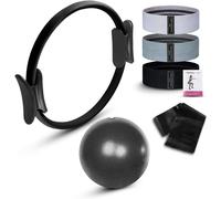 Pilates & Yoga Kit-Pilates Ring,Mini Ball,3 Resistance Bands,Elastic Resistance-Accessories,Women/Men,Strengthening,Home Sports,Versatile Equipment All Levels