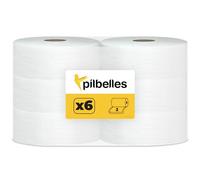 PILBELLES Papier Toilette MAXI JUMBO 2 Plis | 6 Rouleaux Papier Toilette Pour Distributeur