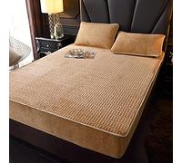 Pilde étirée sur la Taille de la Reine, Protecteur de Matelas en Latex en Velours Chaud épaissi, Protecteur de Matelas en Latex, Couleur Unie sans Glissement pour Couverture de lit de Chambre à