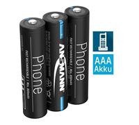 Pile (3 pièces) de téléphone ANSMANN AAA 800mAh NiMH 1.2V - rechargeable avec faible autodécharge idéale pour les téléphones sans