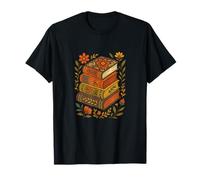 Pile à Livres Florale Vintage, Style de Lecture d'automne, rétro et Confortable T-Shirt