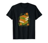 Pile à Livres Florale Vintage, Style de Lecture d'automne, rétro et Confortable T-Shirt