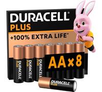 Piles Duracell Pack de 8 piles alcalines AA Duracell Plus, 1,5V LR06