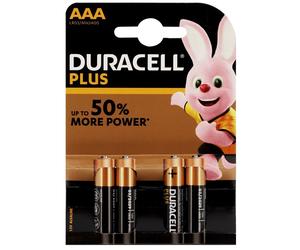 Pile alcaline LR03 AAA AM4 1,5V DURACELL Plus Power Duralock Blister de 4 piles