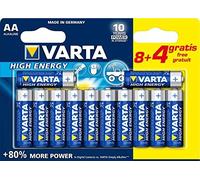 VARTA Piles AA, lot de 12, Longlife Power, Alcalines, 1,5V, adaptées aux jouets, souris sans fil, lampes de poche, Made in Germany