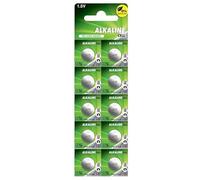 Pile alcaline LR44 A76 sans Mercure - Contient 10 Piles - Dimensions : 11,60 x 5,40 mm - 1,5 V - Capacité : 110 mAh - Idéale pour Les appareils électroniques.