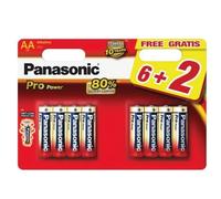 Pile Alcaline Panasonic LR6 AA PRO POWER - blister de 6 + 2 offertes