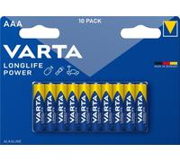 VARTA Piles AAA, lot de 10, Longlife Power, Alcalines, 1,5V, adaptées aux jouets, souris sans fil, lampes de poche, Made in Germany