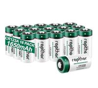 Pile au Lithium CR123A 3V [Pack de 16 1650mAh] pour appareils Photo Arlo, Polaroid, Lampes de Poche, Haute capacité avec Protection PTC [Non Rechargeable]