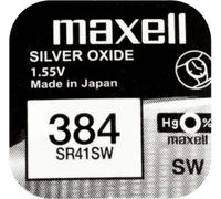 Pile bouton argent MAXELL SR41 SW /384/ AG3 1,55V