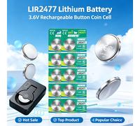 Pile bouton au lithium LIR2477 3.6V, 200mAh, batterie rechargeable, remplacement CR2477 pour tablettes, calculatrices, montres, 1 à 10 pièces