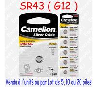 Camelion Piles bouton SR43 1,55 V oxyde d'argent – Lot de 5
