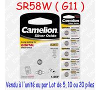 Pile Bouton SR Oxyde d'argent 1,55V : SR59W G2 196 396 SR726 LR726 : x 1 5 10 20
