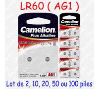 10 Piles AG1 / LR621 / 364 / 164 / LR60 Camelion Alcaline 1,5V