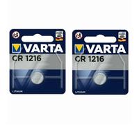Pile CR1216 VARTA lithium 3V CR 1216 3.0 Volts, lot de 2 piles, pile plate bouton, date de péremption éloignée, capacité 27mAh