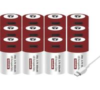 Pile CR2 rechargeable par USB, capacité 600mAh, tension 3,7V, 12 pièces