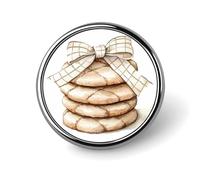 Pile de biscuits avec un nœud en ruban beige rond broche pour homme femme tendance badge broche broche robe veste sac à dos accessoires