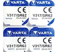 Pile de montre bouton varta 317 SR62SW 1.55v lot 4 piles