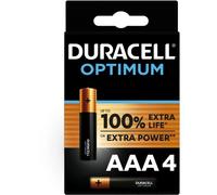 Piles Duracell Pack de 4 piles alcalines AAA Duracell Optimum, 1,5 V LR03