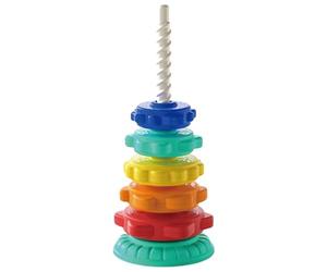 Pile et rotation jouet 6 couches anneau arc-en-ciel rogne rotation pile de rotation de rotation de rotation de rotation baby arc-en-ciel spin tower abs plastique sans burrs rotation empiling jou